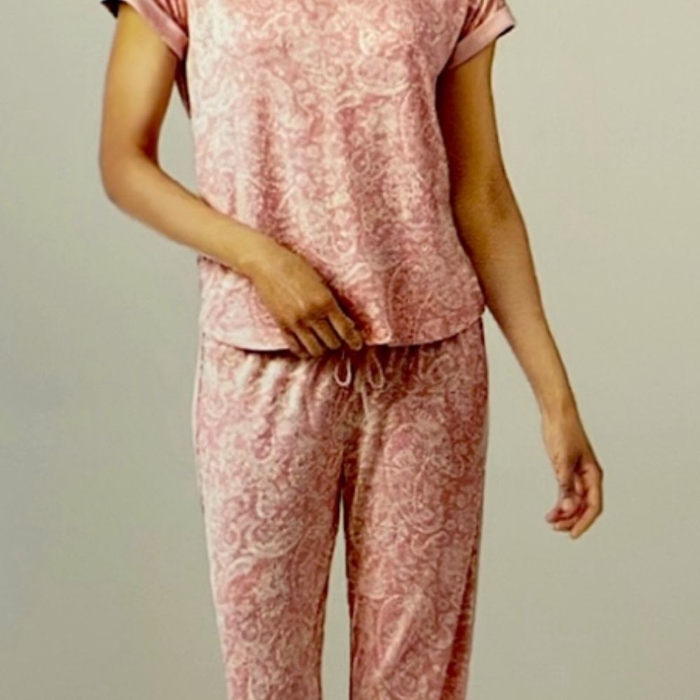 Lucky Brand Pajama Set Womens Small Pink *4PC* Tee/Tank/Short/Pant NIP! - Picture 4 of 5